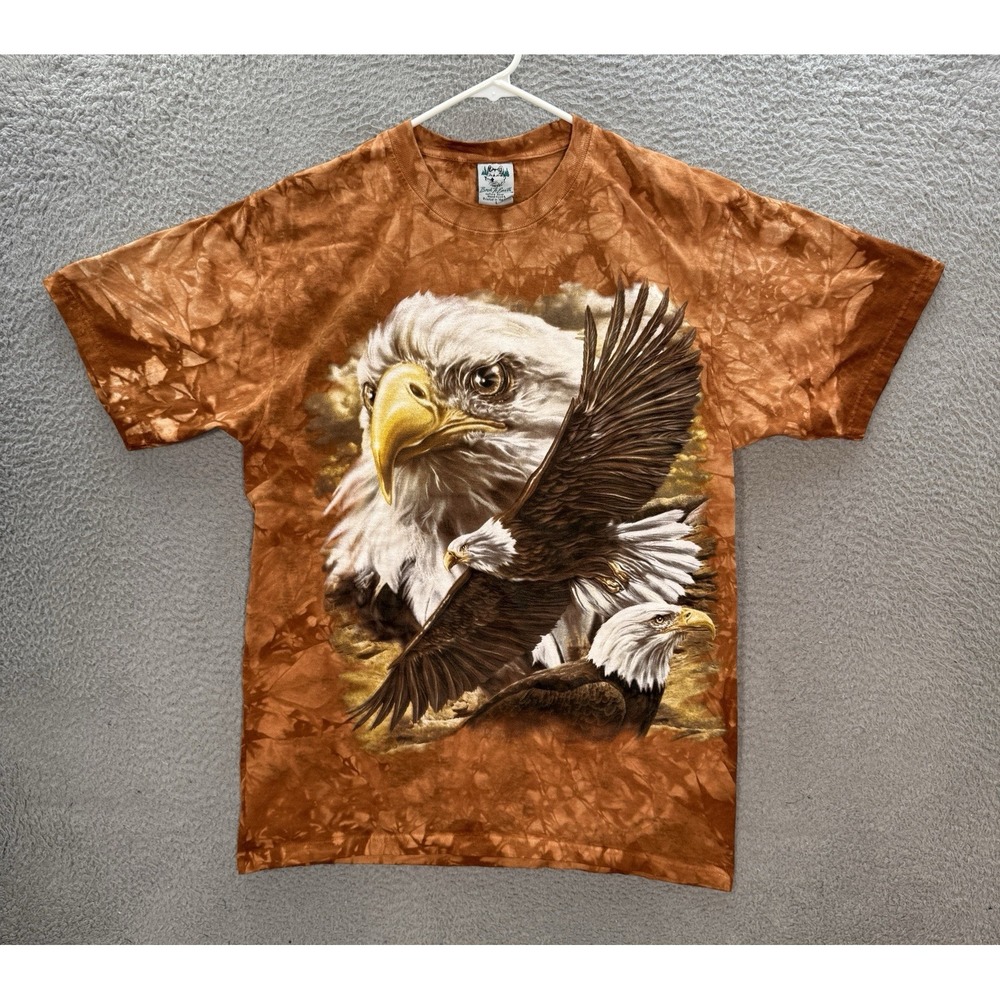 Back To Earth Shirt Adult Large Brown Tie Dye Eagle Nature Biker Grunge Y2K Mens